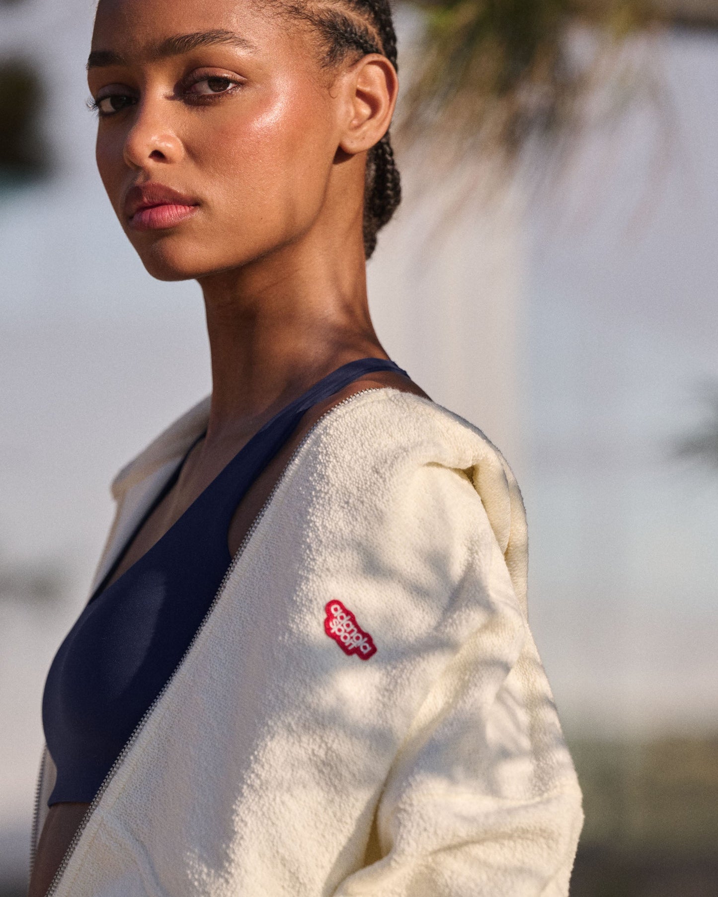 AS Reverse Loopback Zip Through Hoodie - Marshmallow White