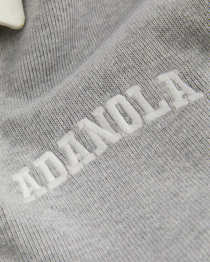 Varsity Oversized Rugby Top - Light Grey Melange/Marshmallow White