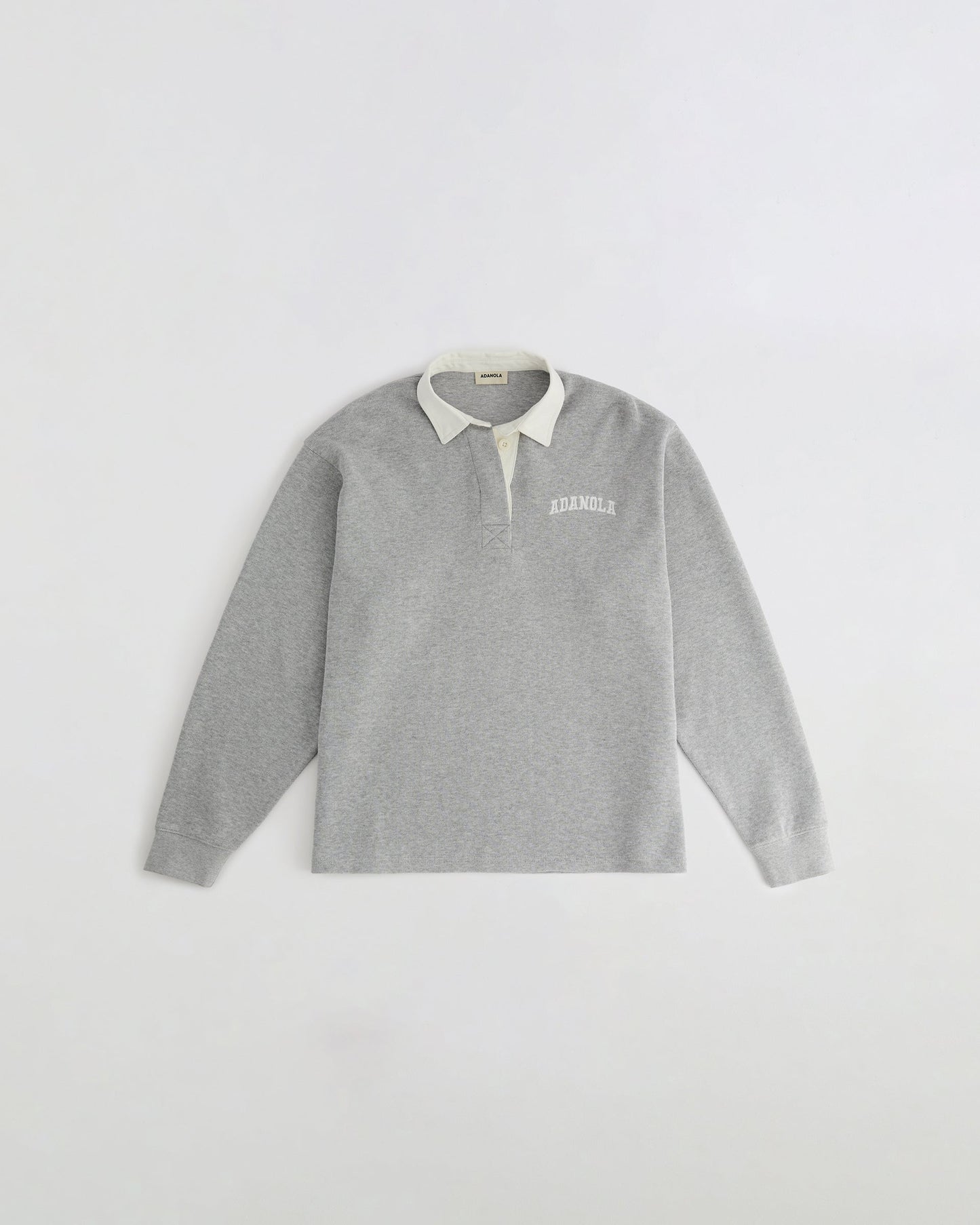 Varsity Oversized Rugby Top - Light Grey Melange/Marshmallow White