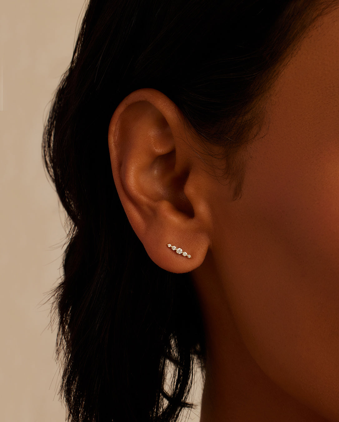 14K Elle Diamond Row Single Stud