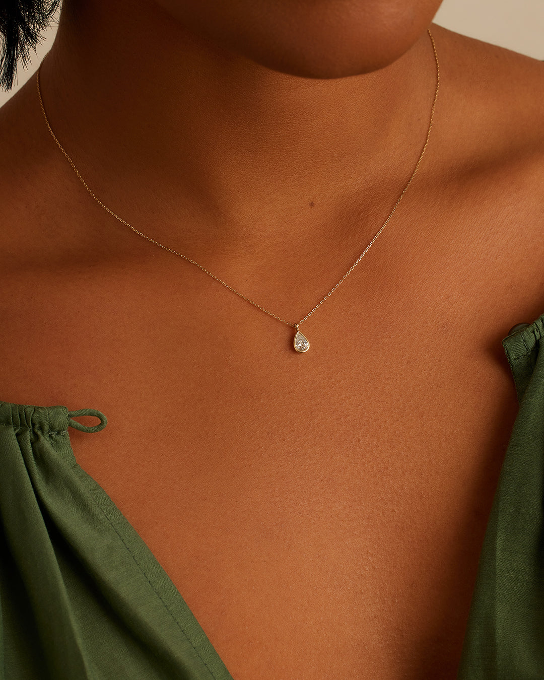 14K Classic Diamond Pear Necklace