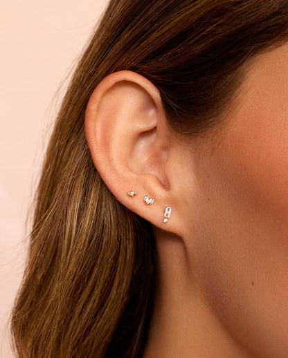 14K Gold White Sapphire Amara Trio Single Stud