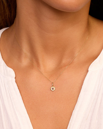 14K Gold Sun Birthstone Charm Necklace