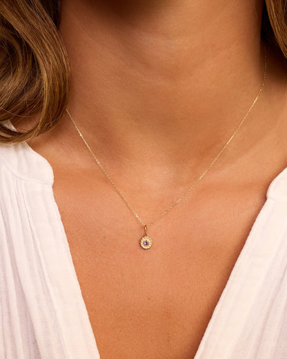14K Gold Sun Birthstone Charm Necklace