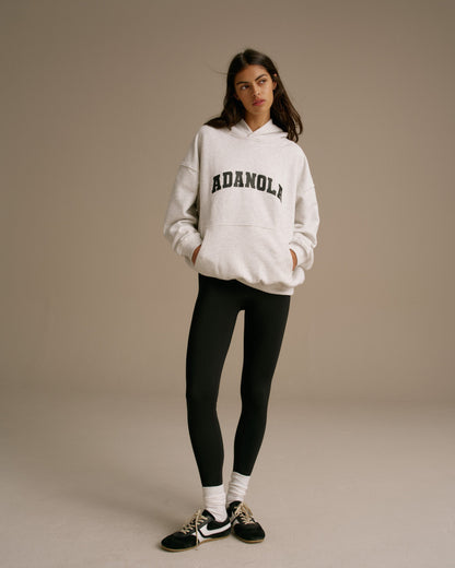 Varsity Oversized Hoodie - Light Grey Melange/Black
