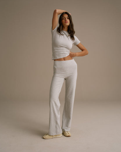 Cotton Yoga Pants - Grey Melange