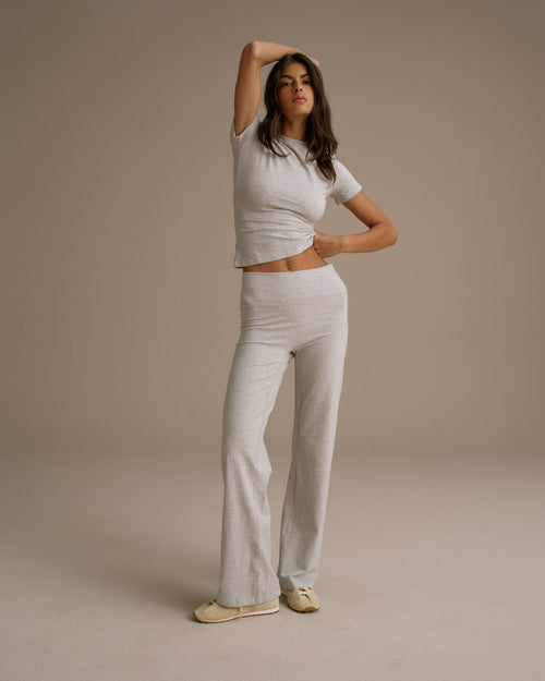 Cotton Yoga Pants - Grey Melange