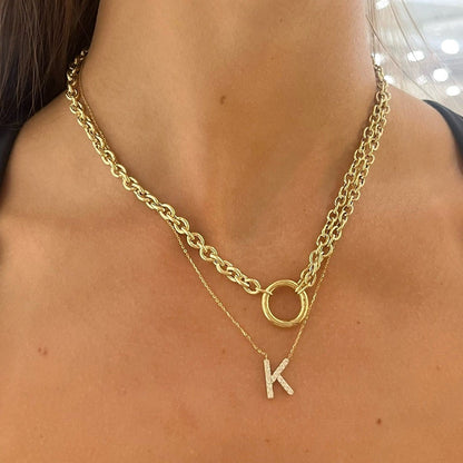 Alphabet Affixed Diamond Necklace