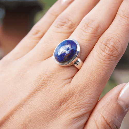 Blue Richterite Sterling Silver Ring