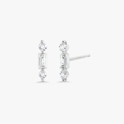 Brooklyn Baguette Bar Diamond Stud Earrings