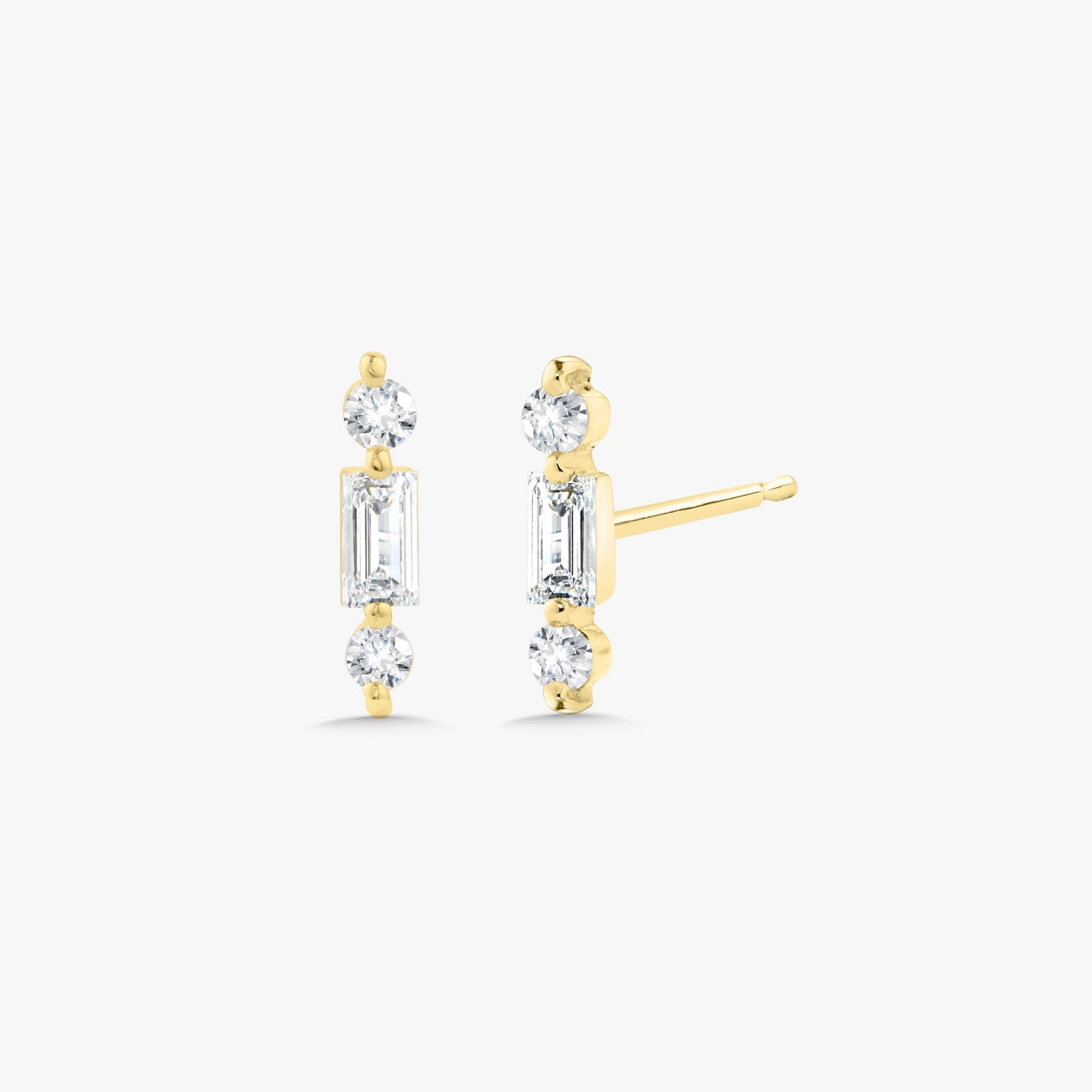 Brooklyn Baguette Bar Diamond Stud Earrings