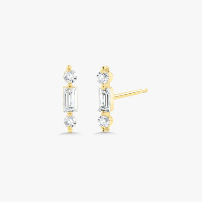 Brooklyn Baguette Bar Diamond Stud Earrings