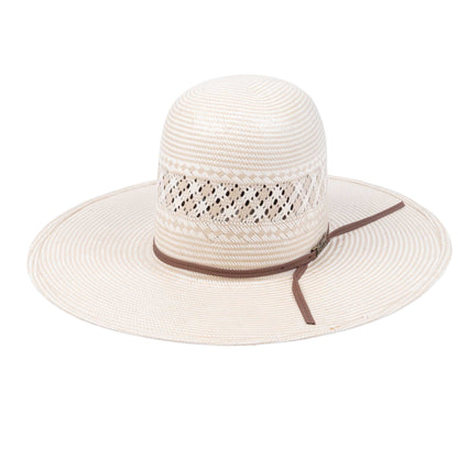 American Two Tone Vented Tan/Ivory Open Crown Straw Hat - 4 1/4"
