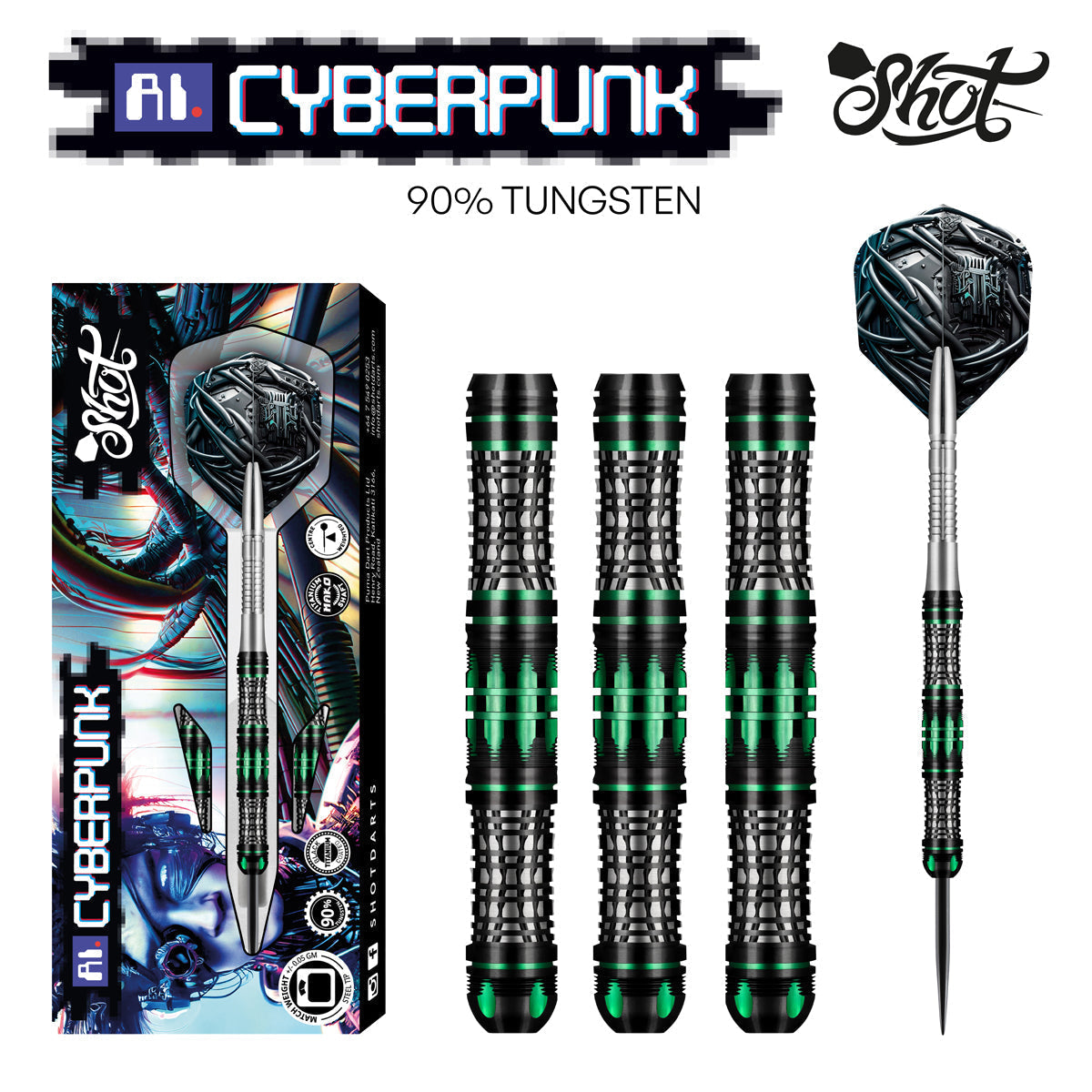 SHOT - AI CYBERPUNK Dart Set - 90% Tungsten - 25g