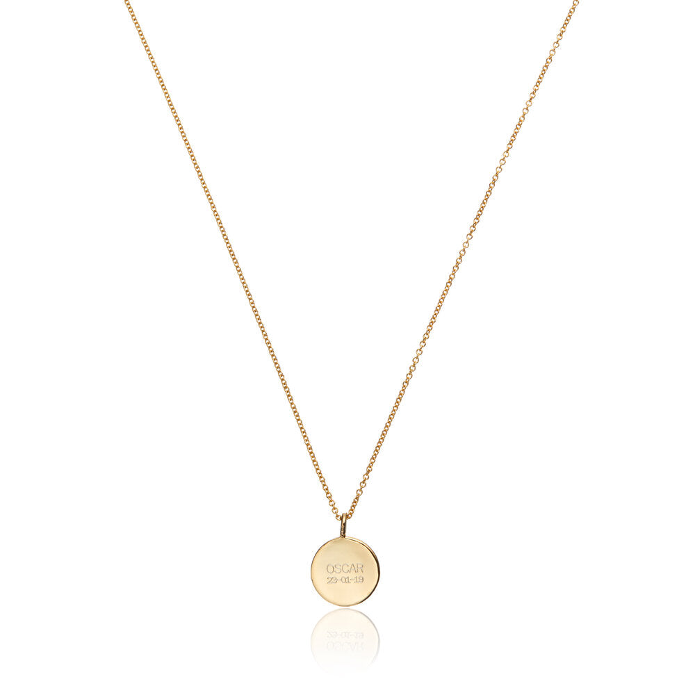 Gold Small Diamond Style Disc Necklace