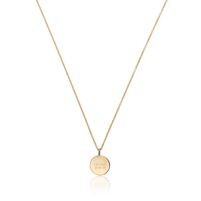Gold Small Diamond Style Disc Necklace
