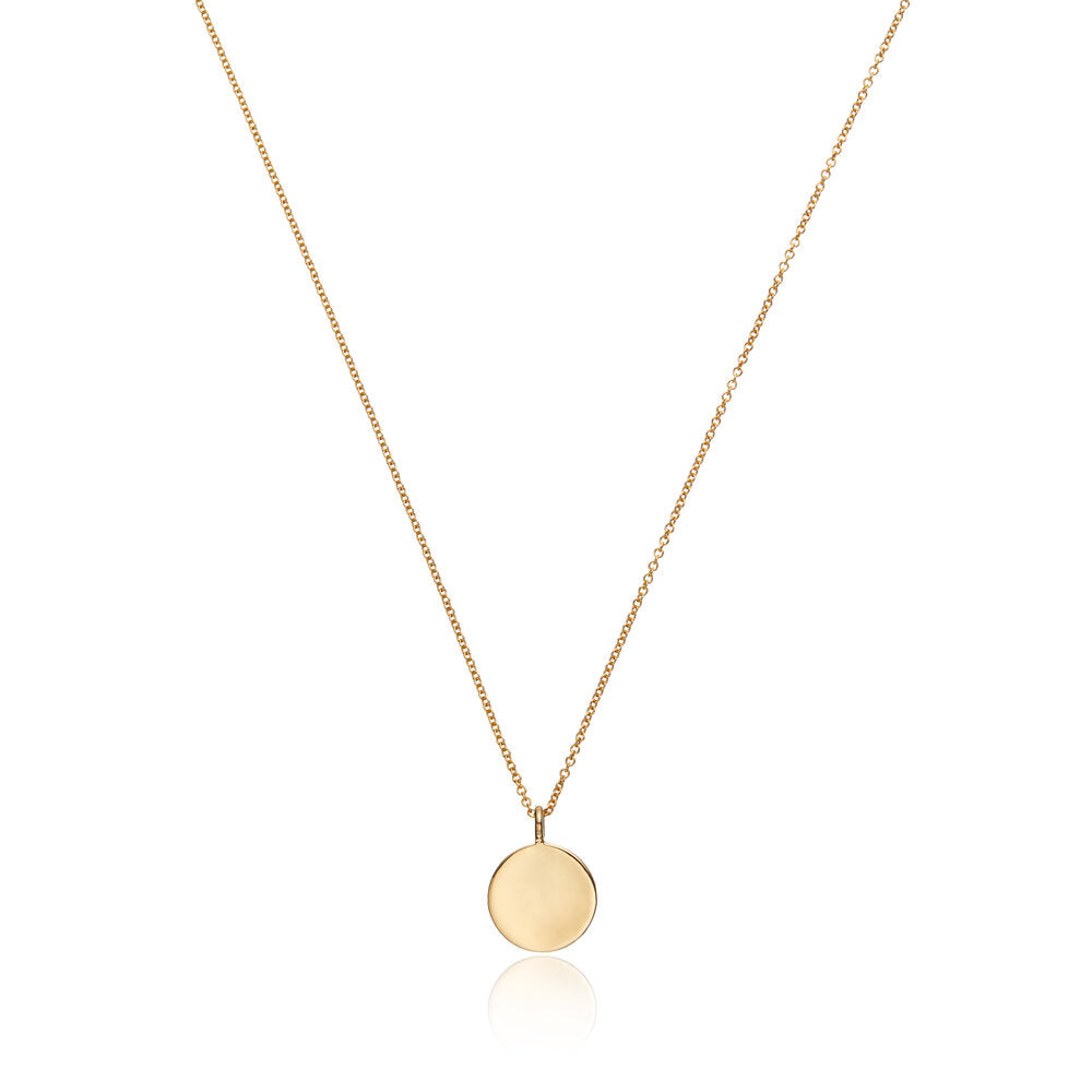 Gold Small Diamond Style Disc Necklace