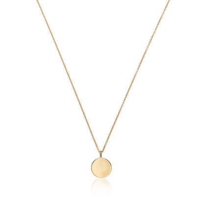 Gold Small Diamond Style Disc Necklace