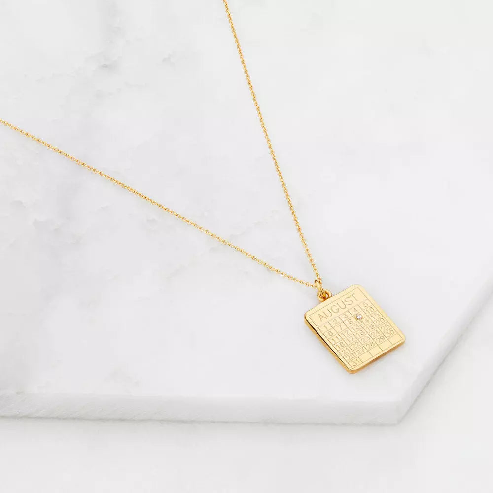 Silver Special Date Calendar Necklace