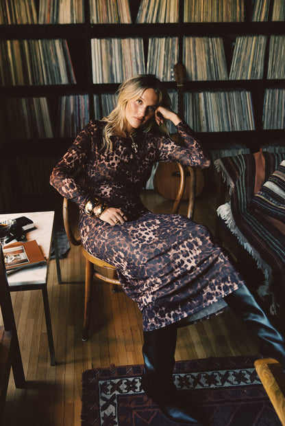 Casanova Leopard Mesh Maxi Dress