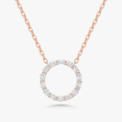 Campbell Multi Mixed Shape Diamond Circle Necklace 2.83 ctw