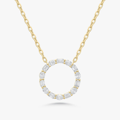 Campbell Multi Mixed Shape Diamond Circle Necklace 2.83 ctw
