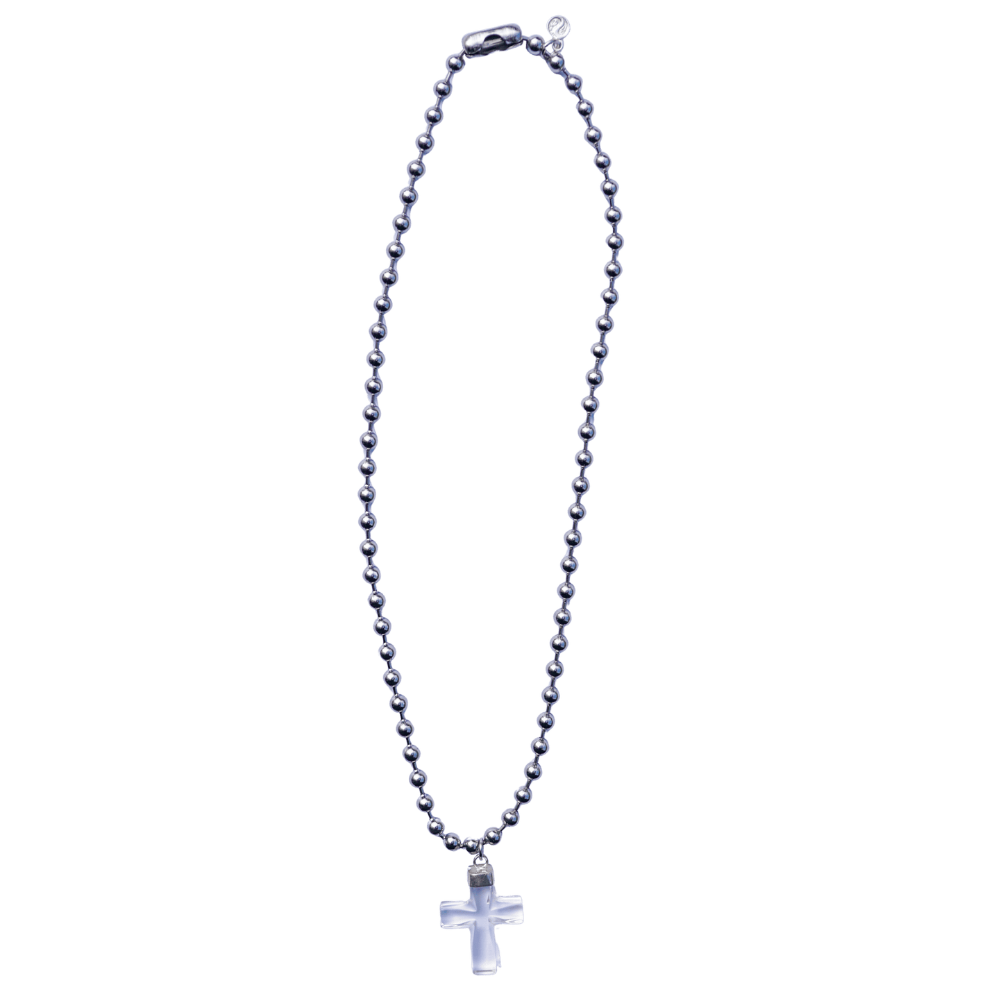 Clear Quartz Cross Ball Chain Necklace