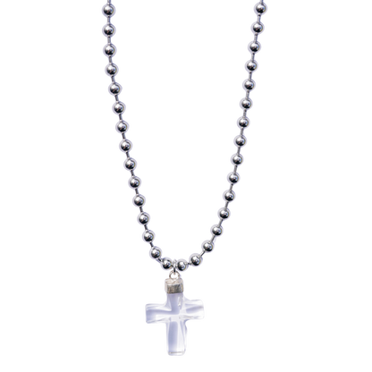 Clear Quartz Cross Ball Chain Necklace