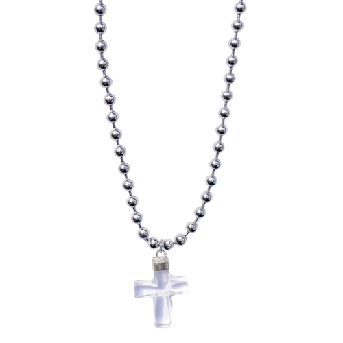 Clear Quartz Cross Ball Chain Necklace
