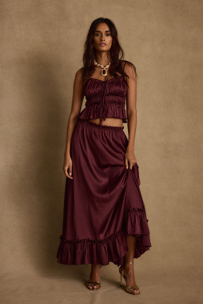 Dahlia Mulberry Satin Tank