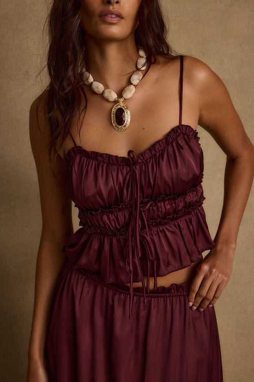 Dahlia Mulberry Satin Tank