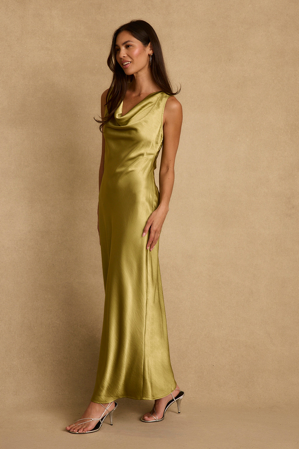 Dolce Chartreuse Satin Maxi Dress