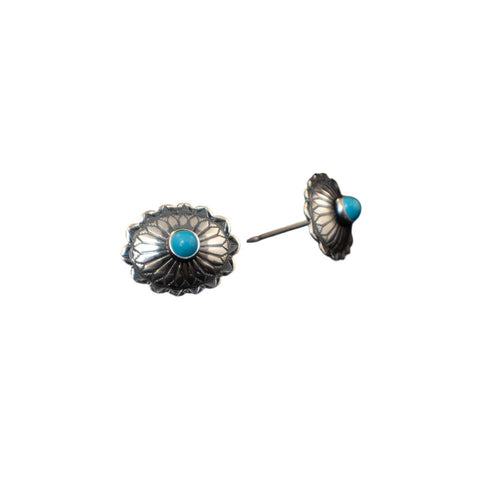 Alo Sterling Silver & Turquoise Small Stamped Oval Earrings