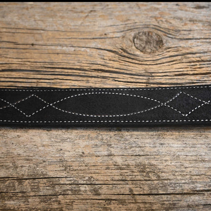 Adam Lahey Black Stitched Roughout Belt