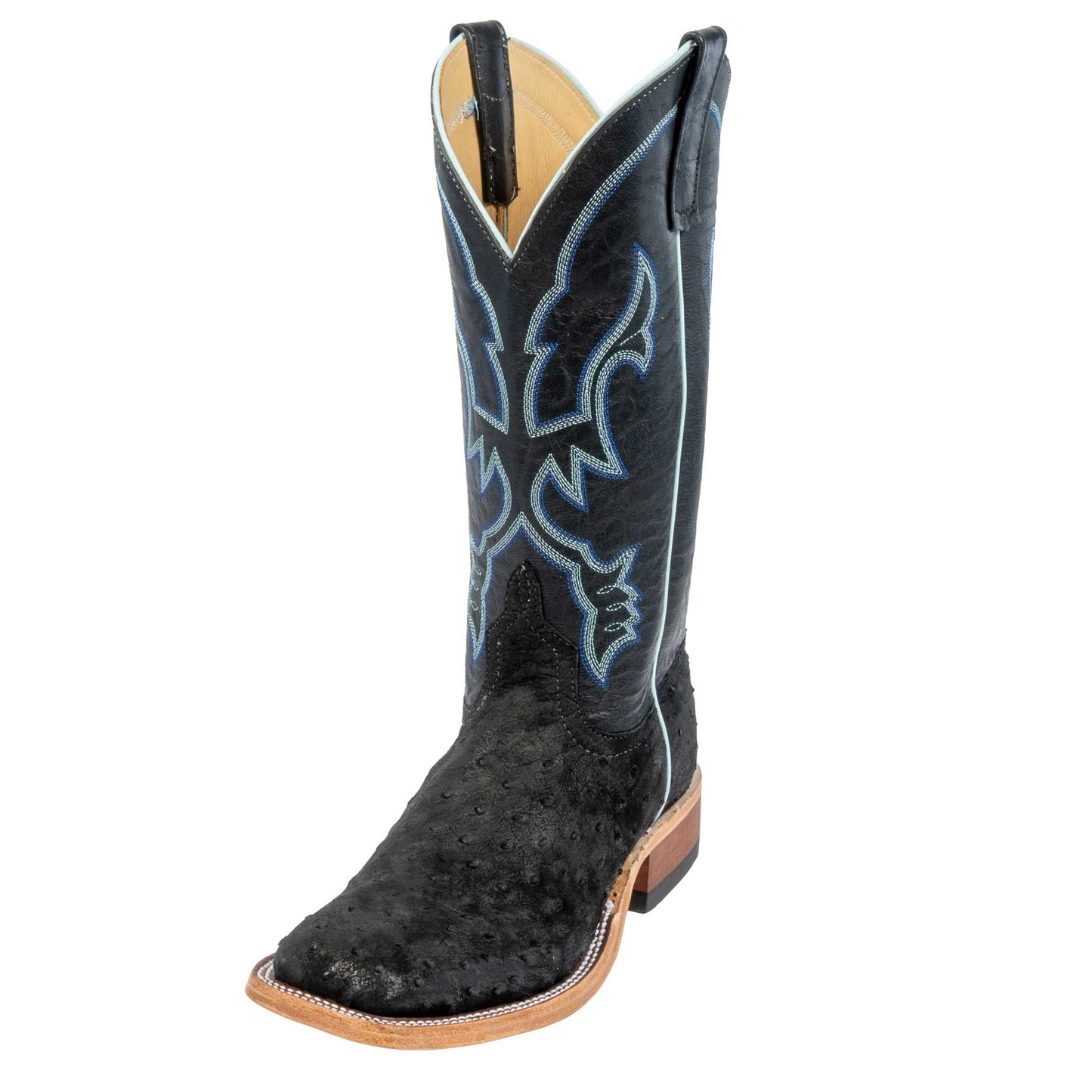 Anderson Bean Men's Square Toe Black WW Ostrich Western Boot