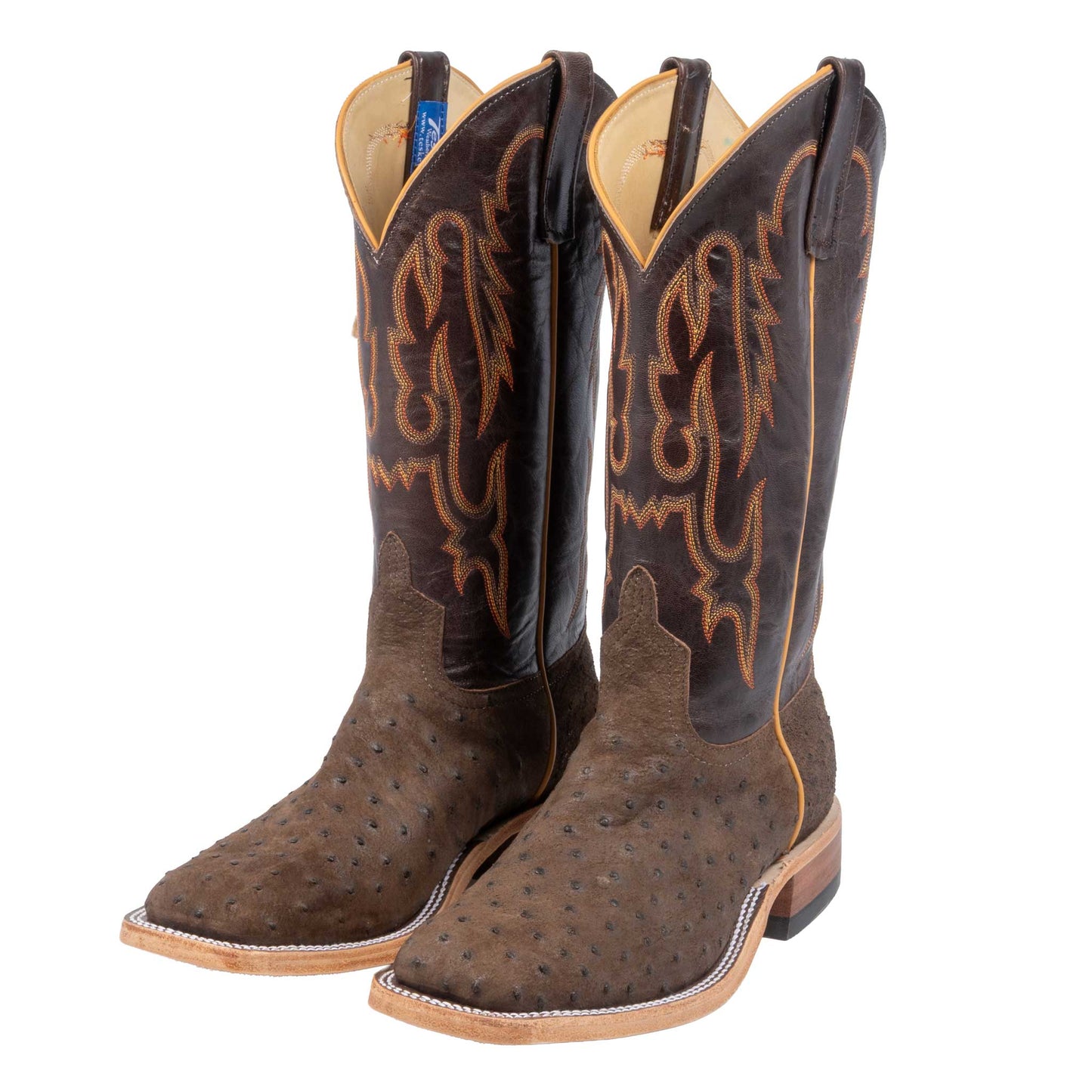 Anderson Bean Men's Square Toe Raisin WW Ostrich Chocolate Western Boot