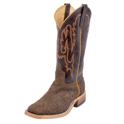 Anderson Bean Men's Square Toe Raisin WW Ostrich Chocolate Western Boot