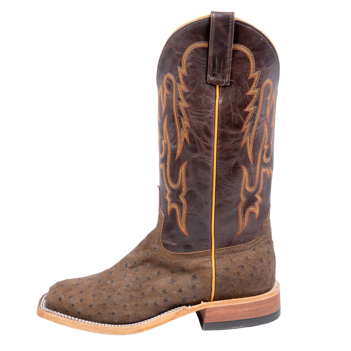 Anderson Bean Men's Square Toe Raisin WW Ostrich Chocolate Western Boot