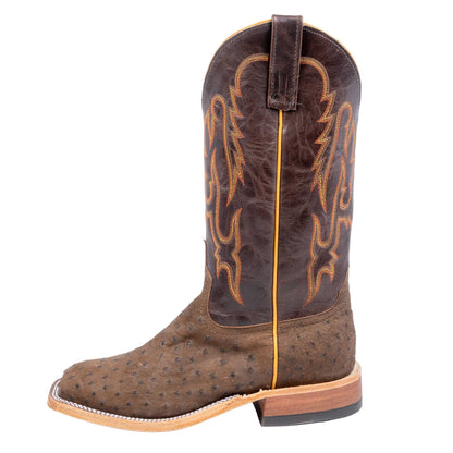 Anderson Bean Men's Square Toe Raisin WW Ostrich Chocolate Western Boot