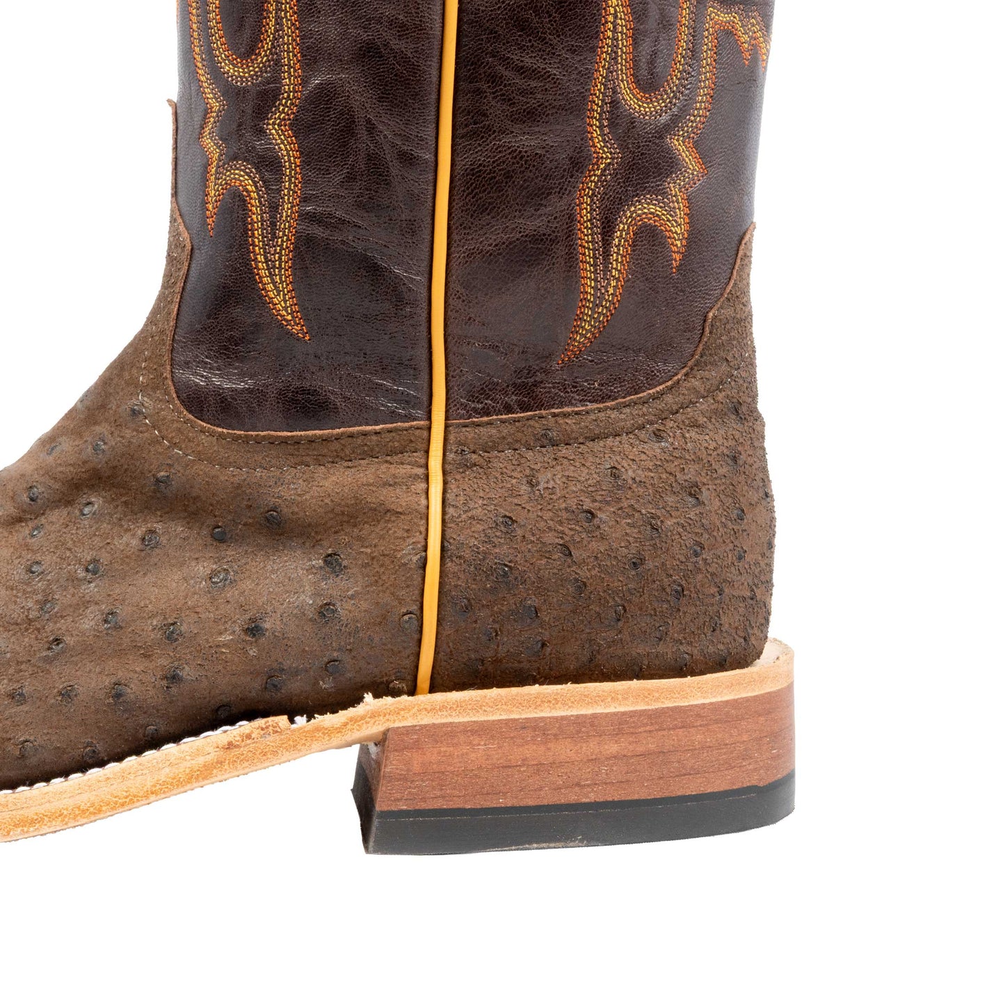 Anderson Bean Men's Square Toe Raisin WW Ostrich Chocolate Western Boot