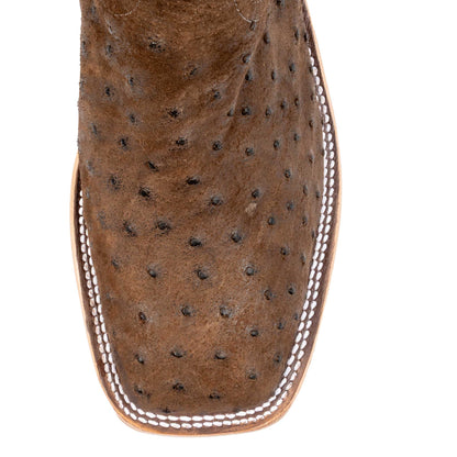 Anderson Bean Men's Square Toe Raisin WW Ostrich Chocolate Western Boot