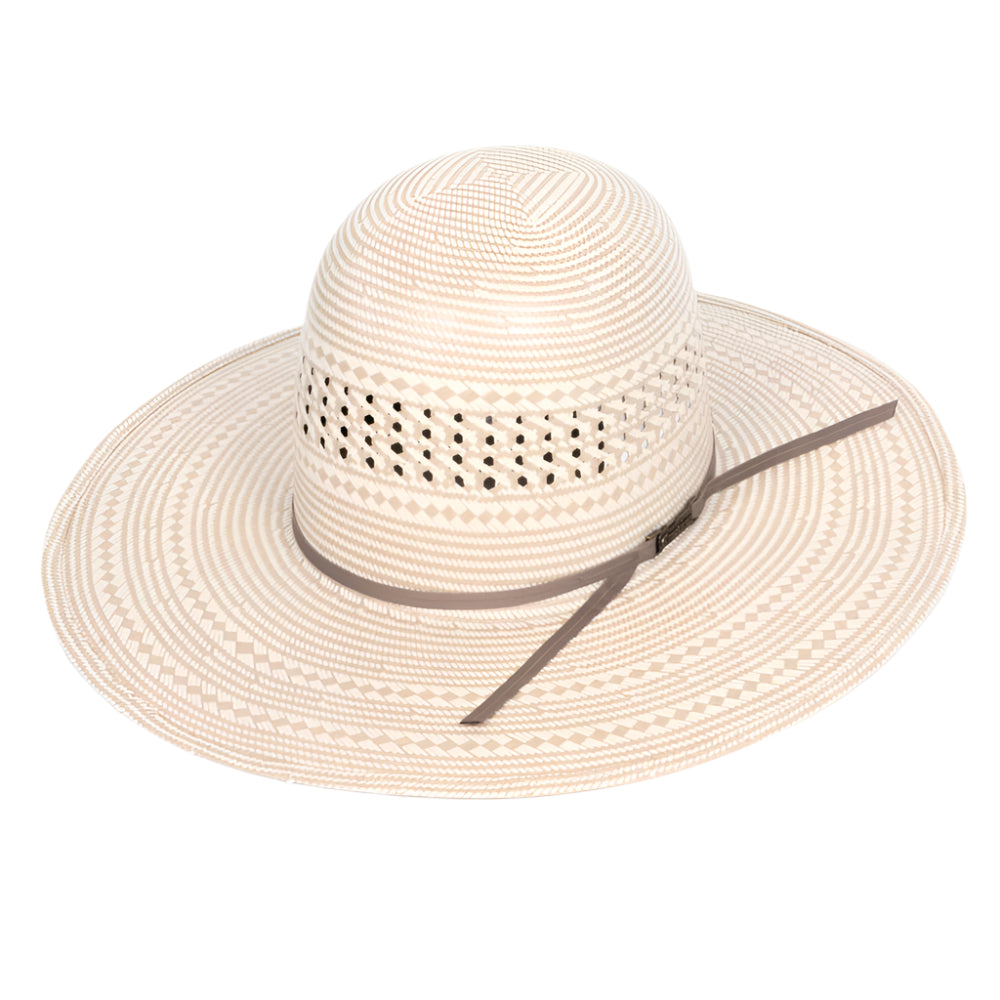 American Fancy Vent Two Tone 4 1/4" Open Crown Straw Hat