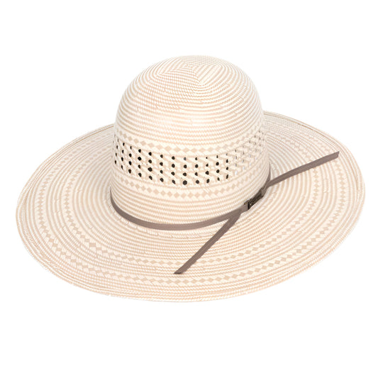 American Fancy Vent Two Tone 4 1/4" Open Crown Straw Hat