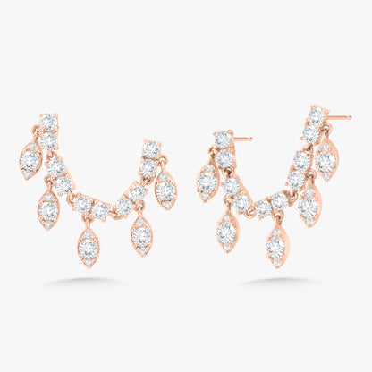Marquise Drops Double Piercing Diamond Stud Earrings 0.99 ctw