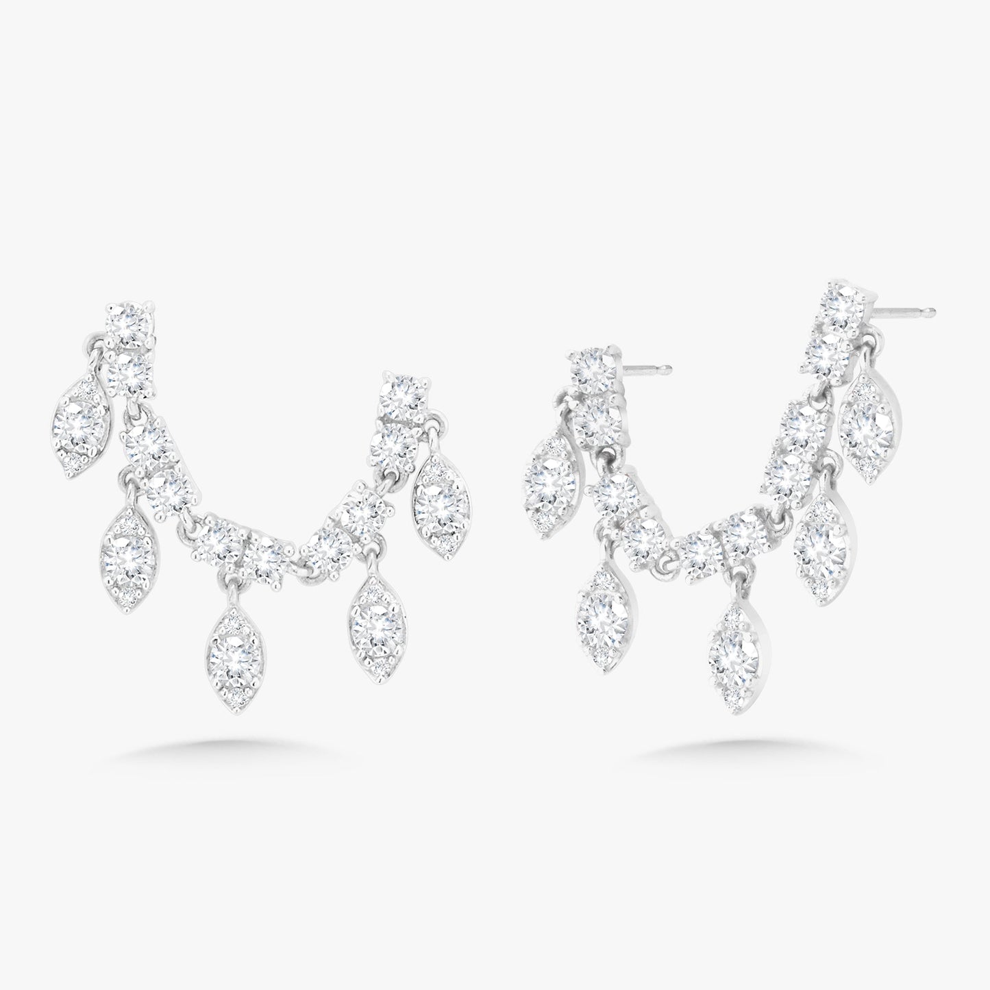 Marquise Drops Double Piercing Diamond Stud Earrings 0.99 ctw