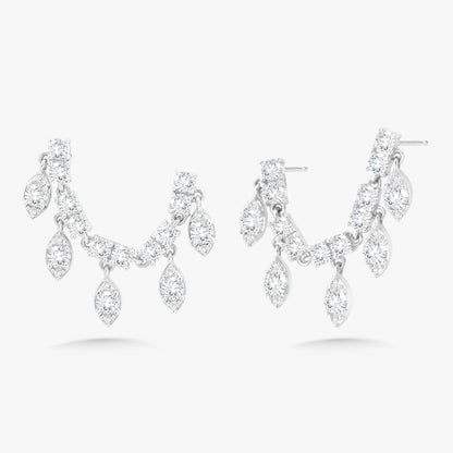 Marquise Drops Double Piercing Diamond Stud Earrings 0.99 ctw