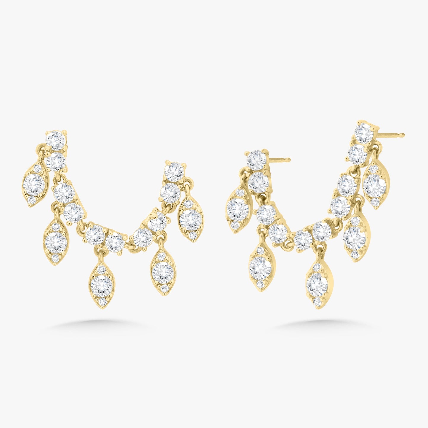 Marquise Drops Double Piercing Diamond Stud Earrings 0.99 ctw