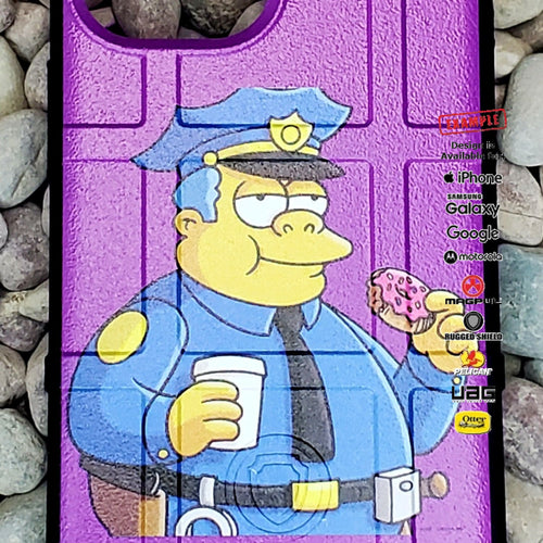 CLEARANCE - Custom Printed Apple iPhone 13 Mini Chief Wiggum Eating A Donut on Black Rugged Shield Case