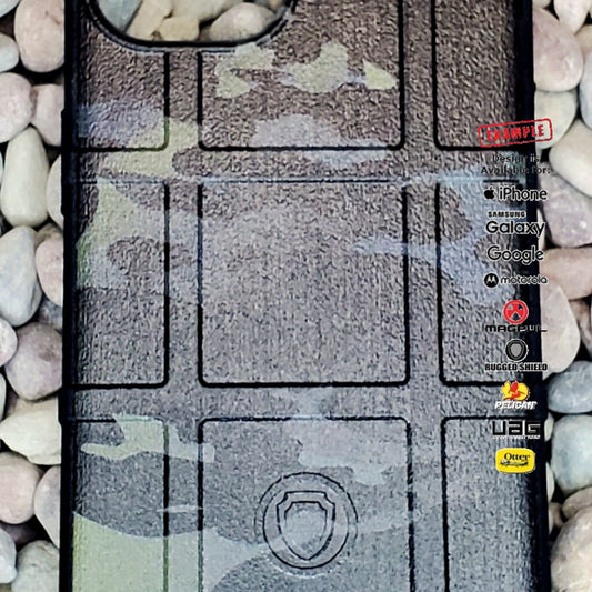 CLEARANCE - Custom Printed Apple iPhone 13 Black Multicam Design on Rugged Shield Brand Case Black