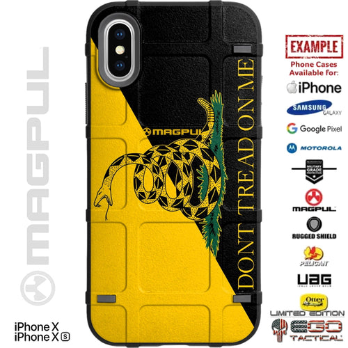 Gadsden Flag / Don't Tread on Me, Yellow Black Gadsden Flag Custom Printed Case Design for Apple, Samsung, Google & Motorola Phone Models